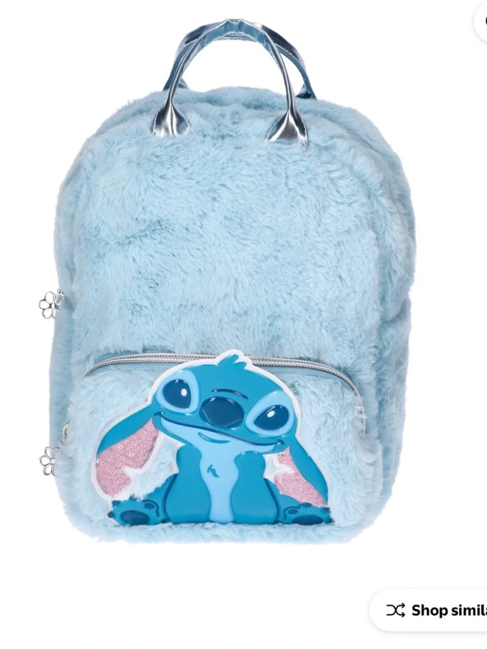 Lilo & Stitch Girls Faux Fur Mini Backpack Blue Character New Adjustable Pockets
